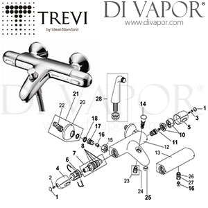 Trevi Link Bath Shower Mixer A3542AA Spare Parts - IDL DV 414